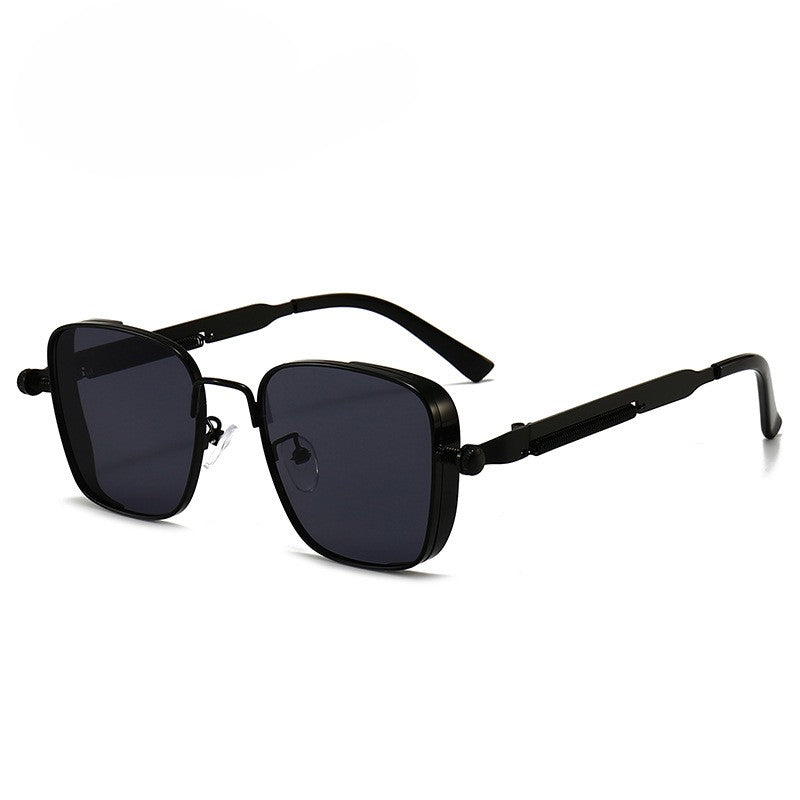 Square Metal Frame Steampunk Sunglasses - C1