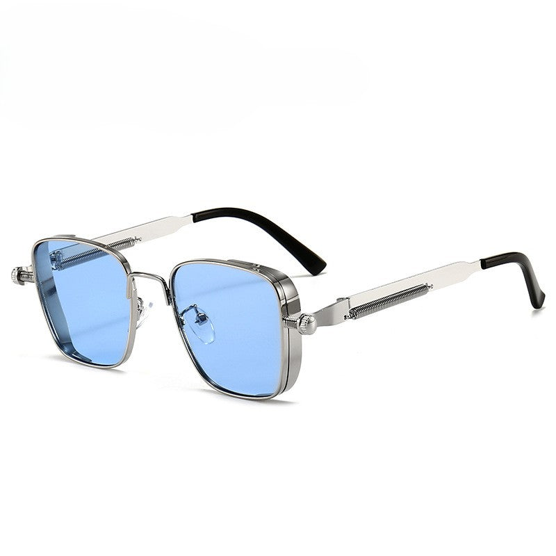 Square Metal Frame Steampunk Sunglasses - C2