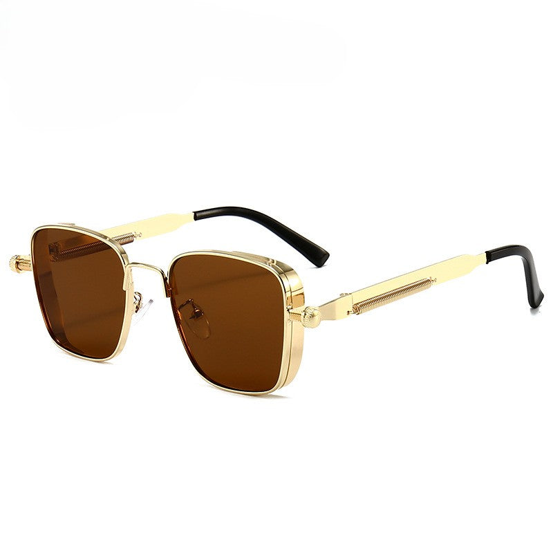 Square Metal Frame Steampunk Sunglasses - C3