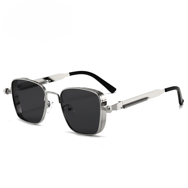 Square Metal Frame Steampunk Sunglasses - C4