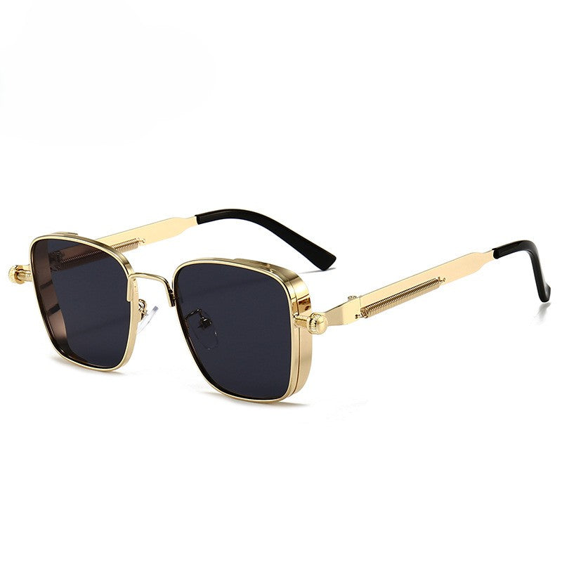 Square Metal Frame Steampunk Sunglasses - C5