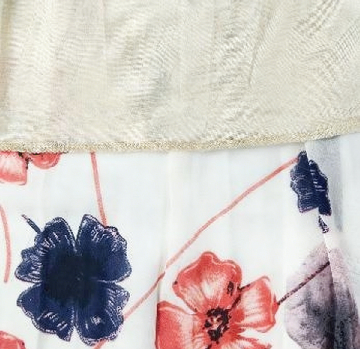Watercolor Floral Chiffon Maxi Skirt - Begie - 1