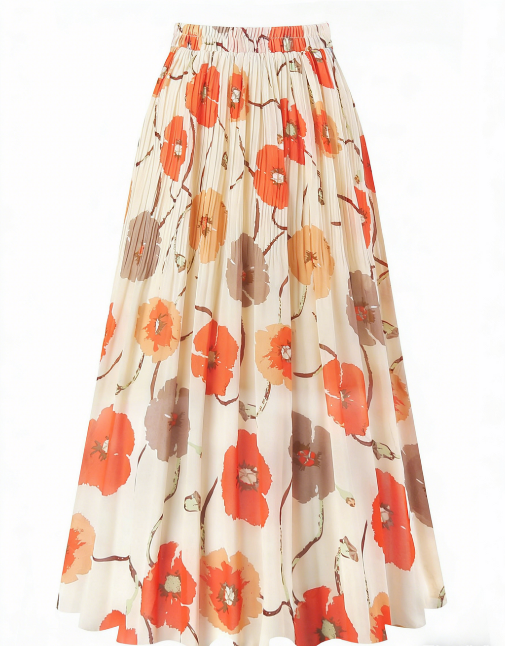 Watercolor Floral Chiffon Maxi Skirt - Yellow