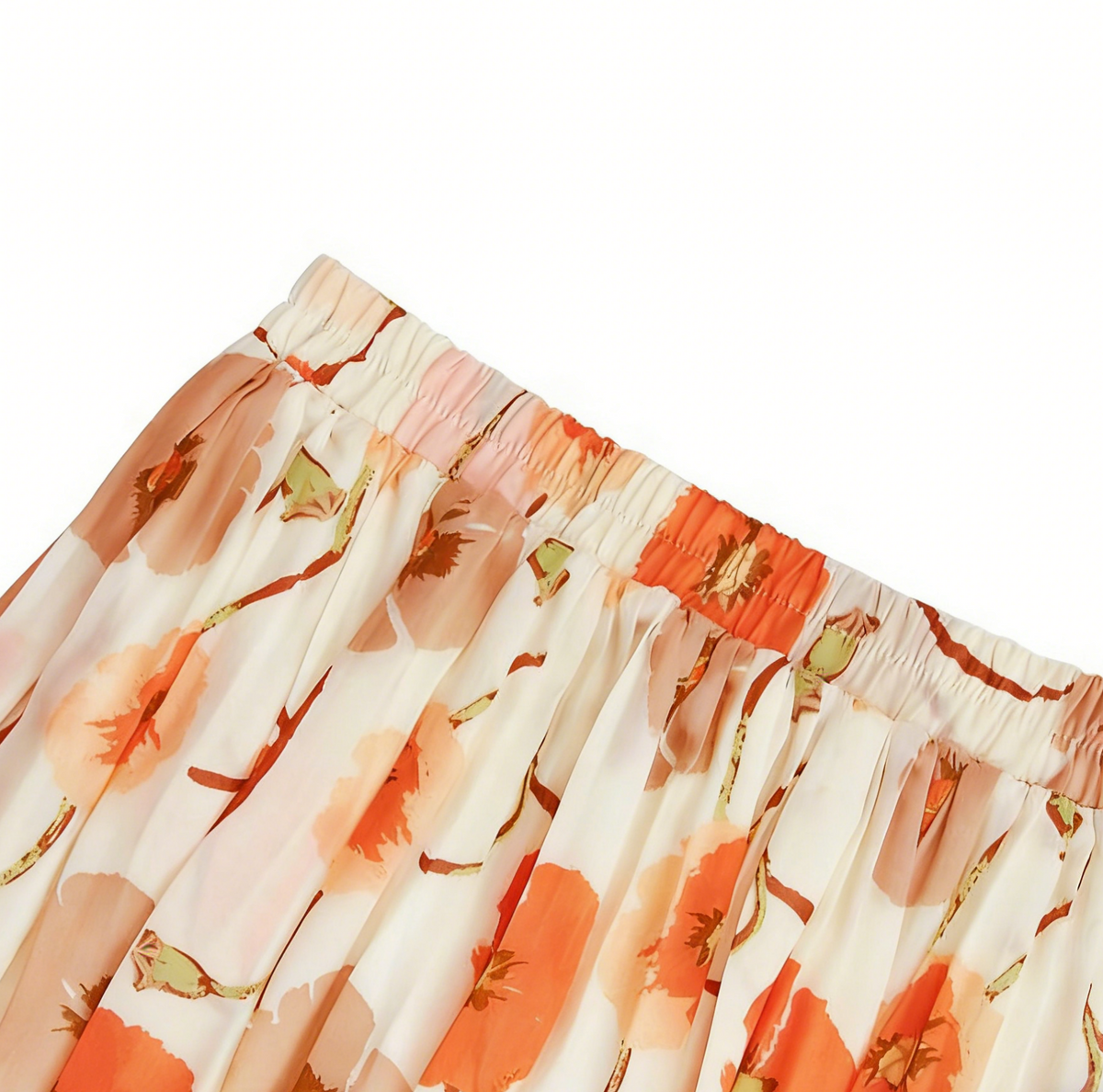 Watercolor Floral Chiffon Maxi Skirt - Yellow - 1