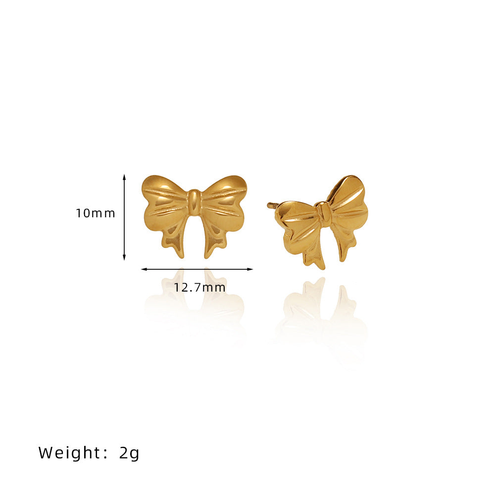 Petite Sculpted Bow Stud Earrings - Gold