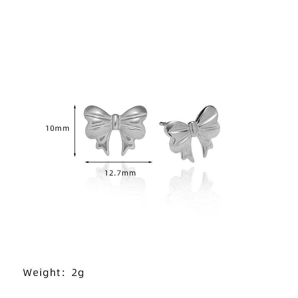 Petite Sculpted Bow Stud Earrings - Silvery