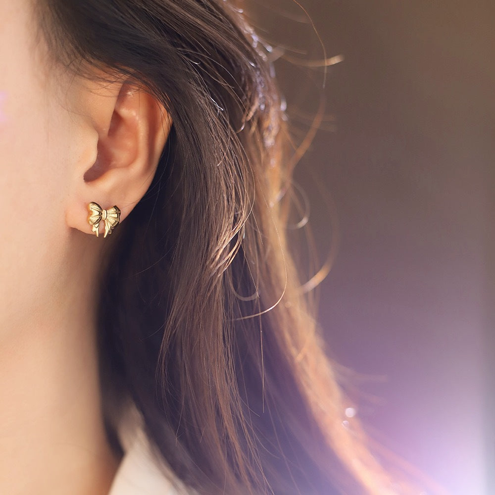 Petite Sculpted Bow Stud Earrings - view 1