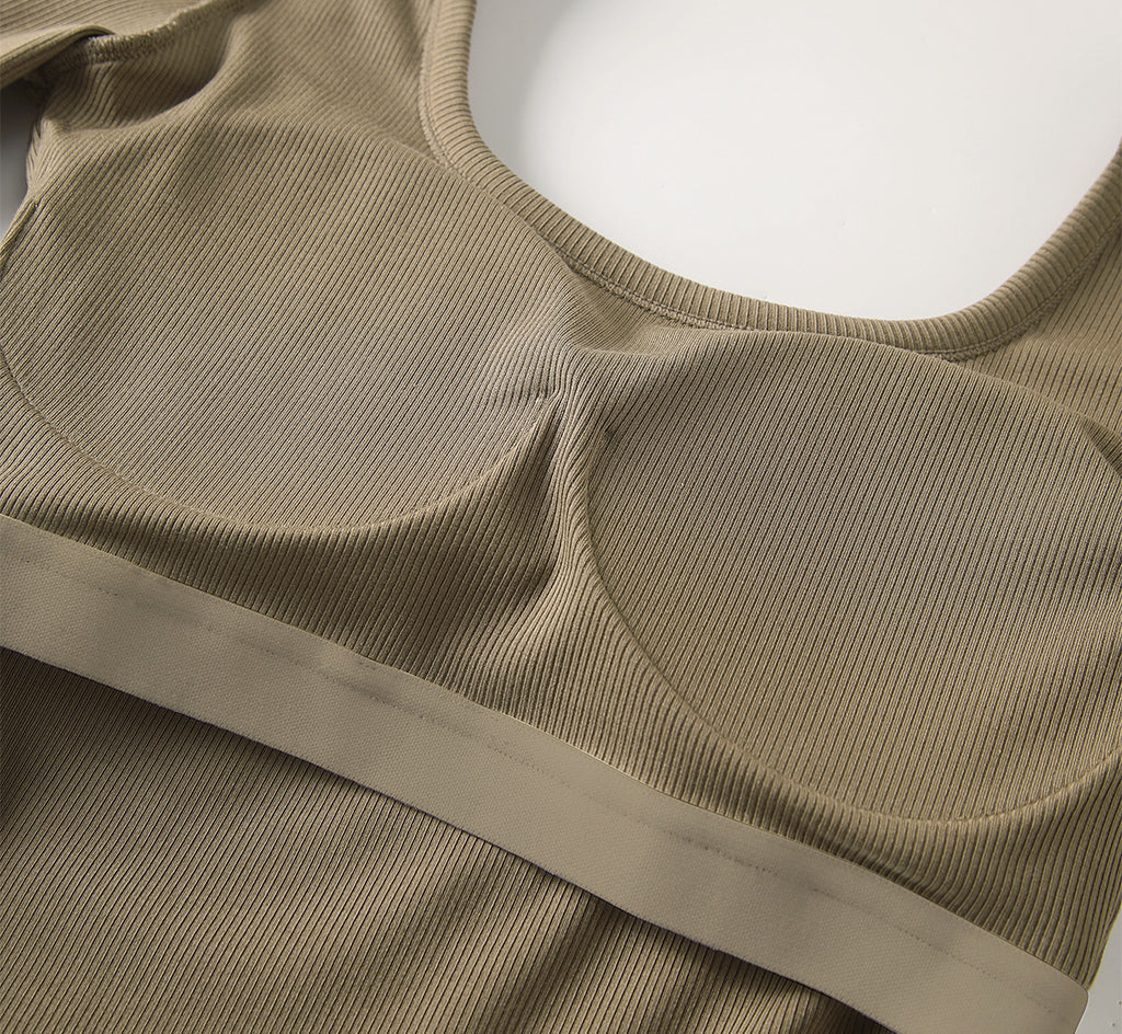 Ribbed Open Back Long Sleeve Crop Top