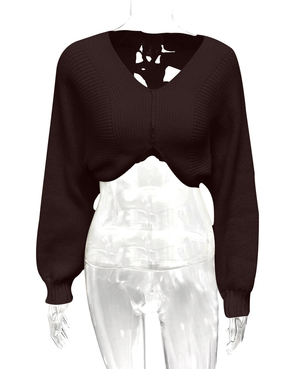 Ribbed Bolero Shrug Knit Sweater - Coffee