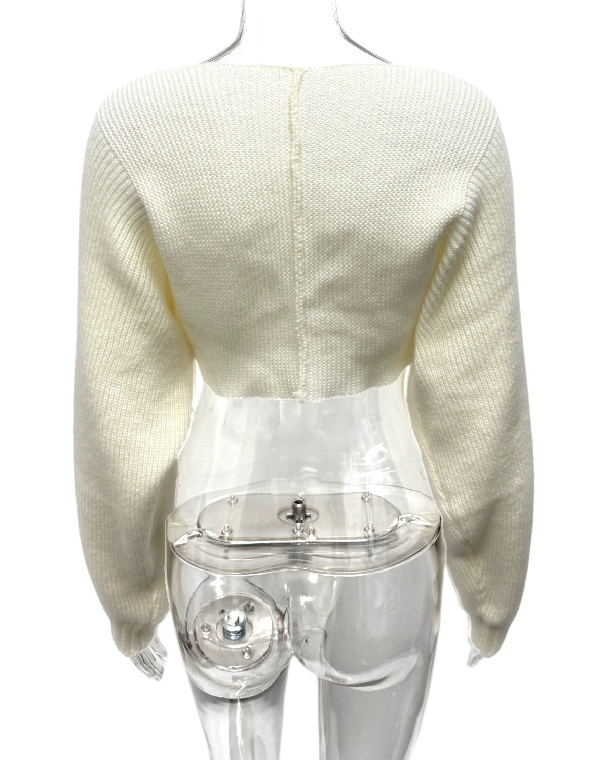Ribbed Bolero Shrug Knit Sweater - Off-White - 3
