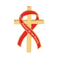 Memorial Ribbon Cross Pin Brooch Keepsake - C1