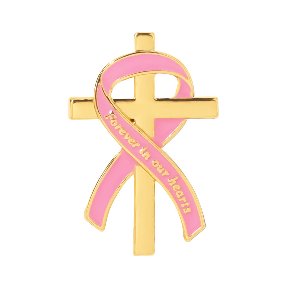 Memorial Ribbon Cross Pin Brooch Keepsake - C2