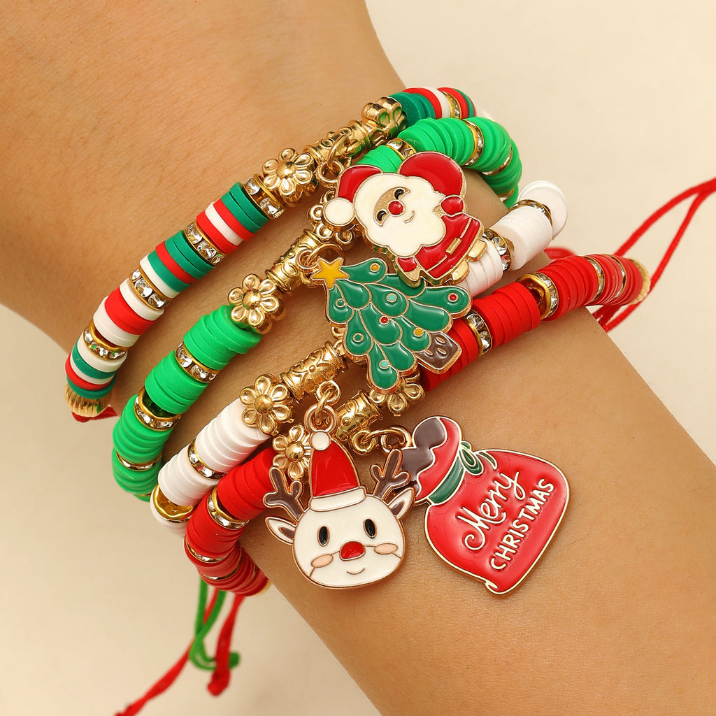 Holiday Charm Beaded Stretch Bracelet Set - C2
