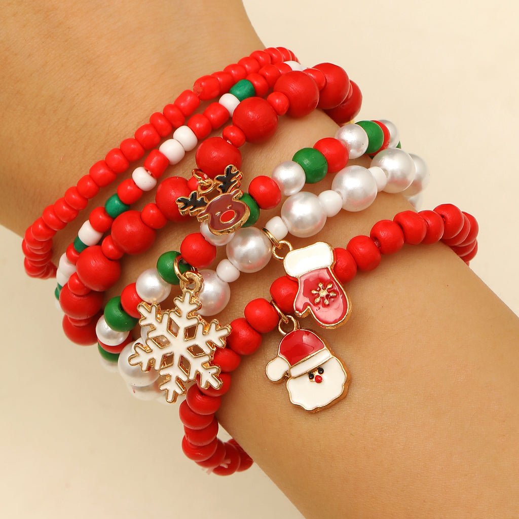 Holiday Charm Beaded Stretch Bracelet Set - C3