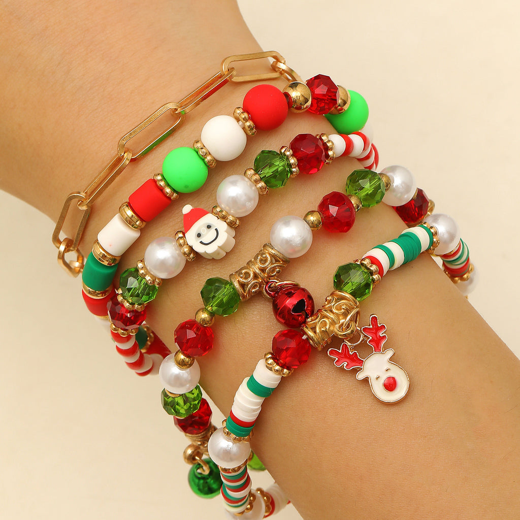 Holiday Charm Beaded Stretch Bracelet Set - C6