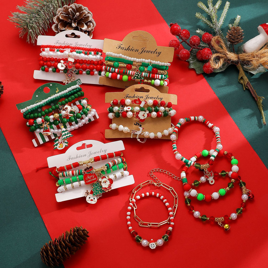 Holiday Charm Beaded Stretch Bracelet Set