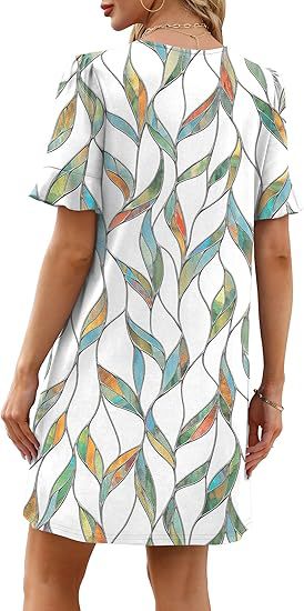 Ruffle Cuff V Neck Pocket Shift Dress - view 14