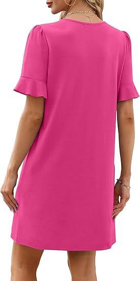 Ruffle Cuff V Neck Pocket Shift Dress - view 6