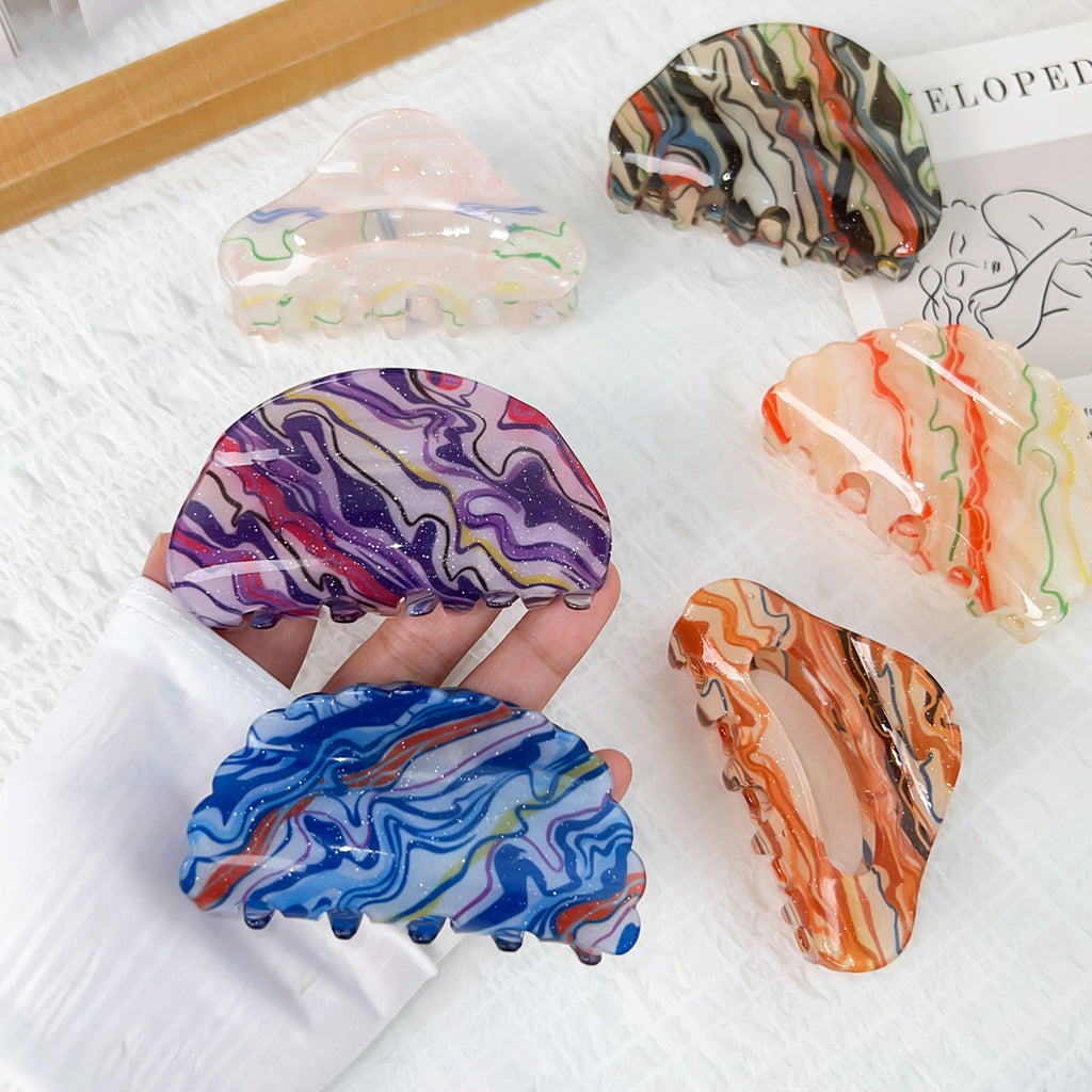 Painterly Swirl Acrylic Claw Clip - view 2