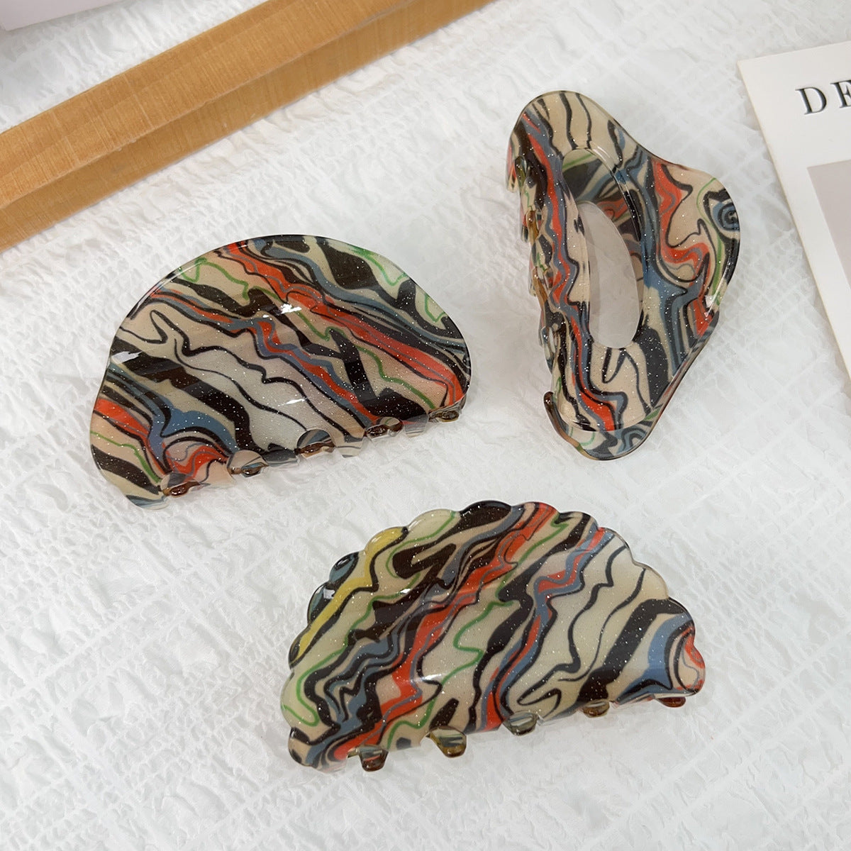 Painterly Swirl Acrylic Claw Clip - view 4