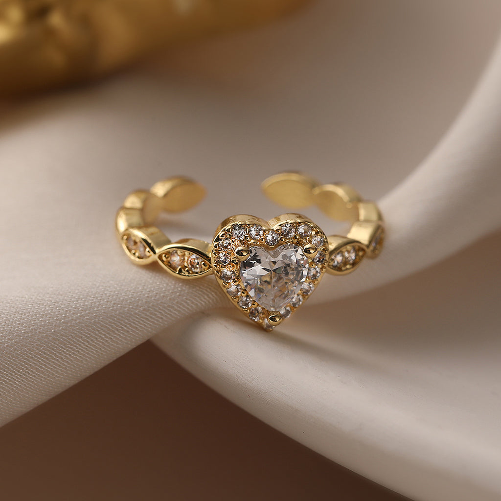 Pave Heart Adjustable Open Ring - Color_2