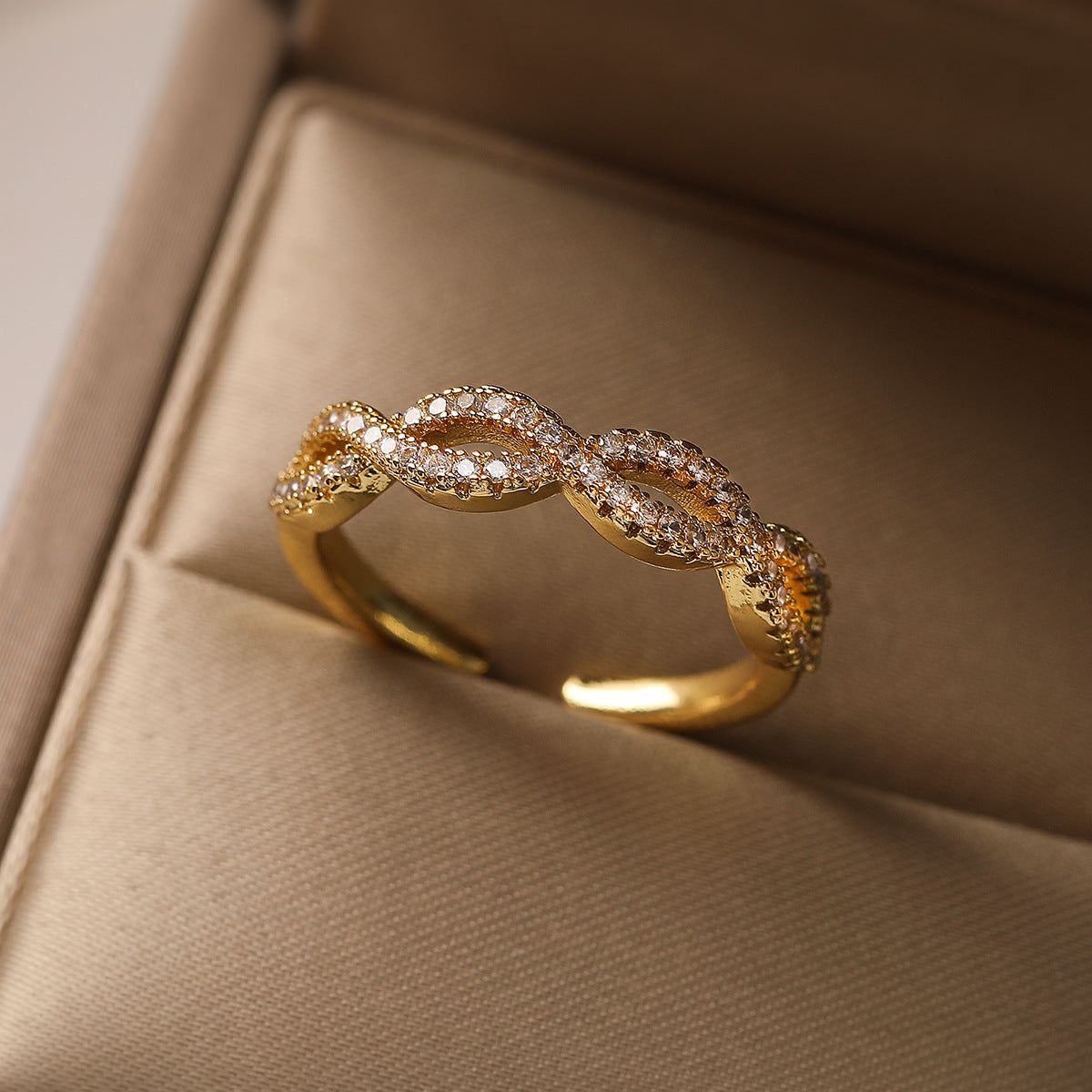 Pave Heart Adjustable Open Ring - Color_3