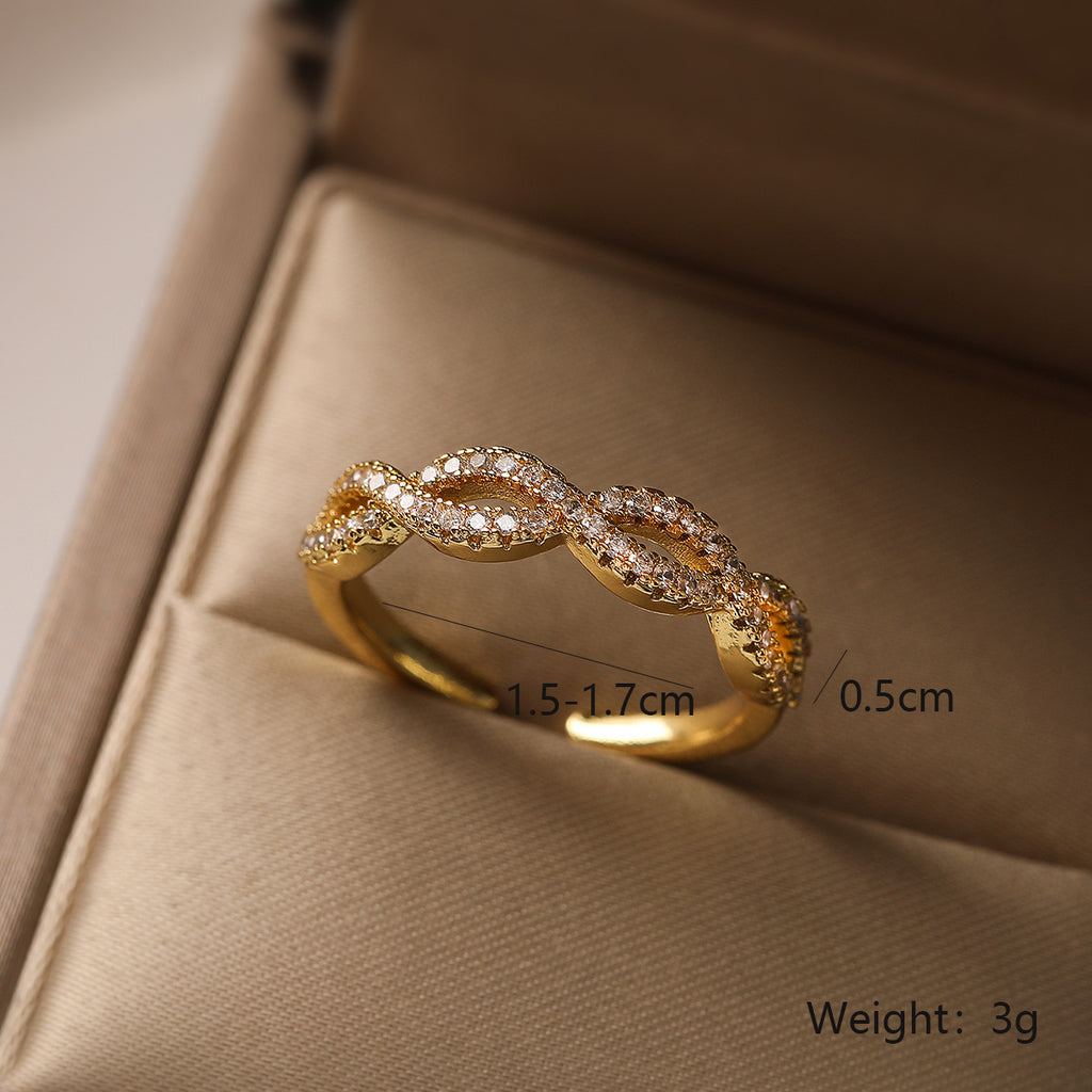 Pave Heart Adjustable Open Ring - view 3
