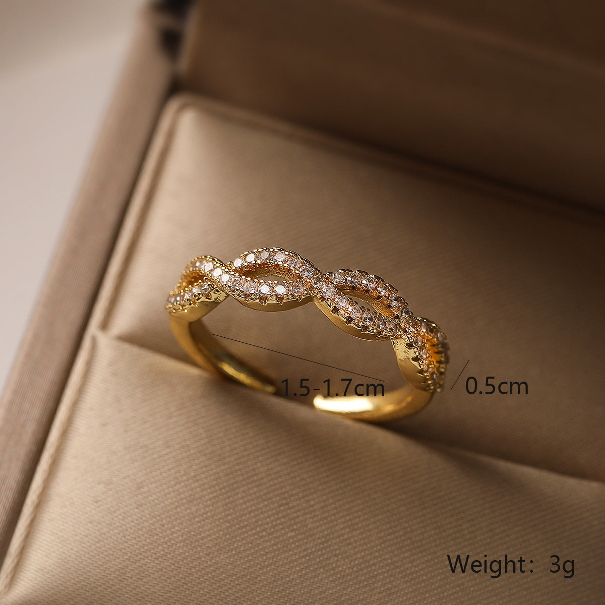 Pave Heart Adjustable Open Ring - view 3