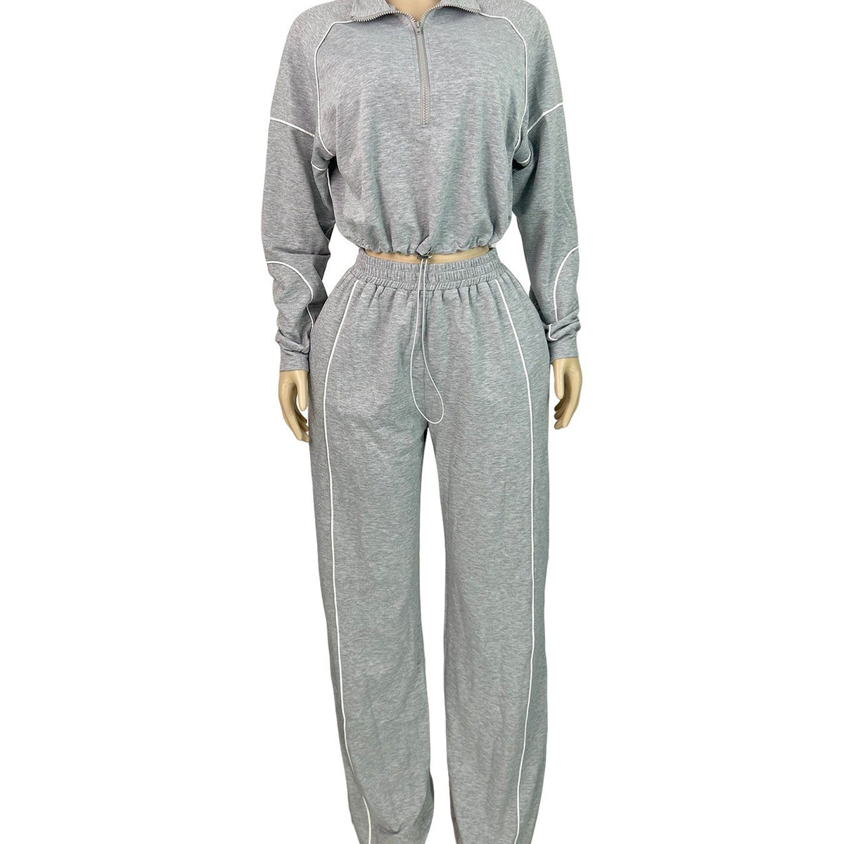 Piped Half Zip Straight Leg Athletic Tracksuit
