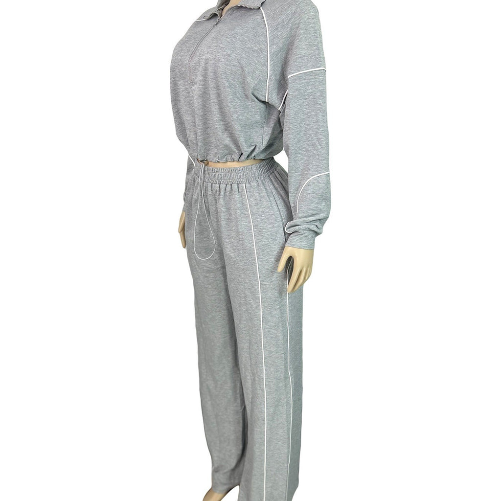 Piped Half Zip Straight Leg Athletic Tracksuit