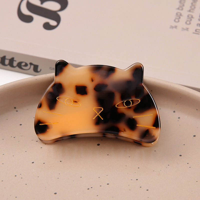Cat Shaped Acetate Claw Clip With Metal Teeth - Color_02