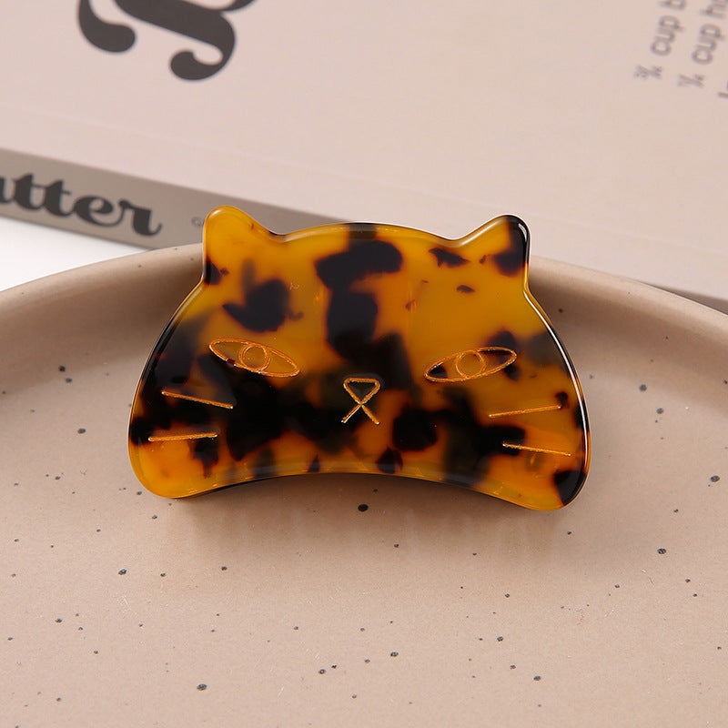 Cat Shaped Acetate Claw Clip With Metal Teeth - Color_06