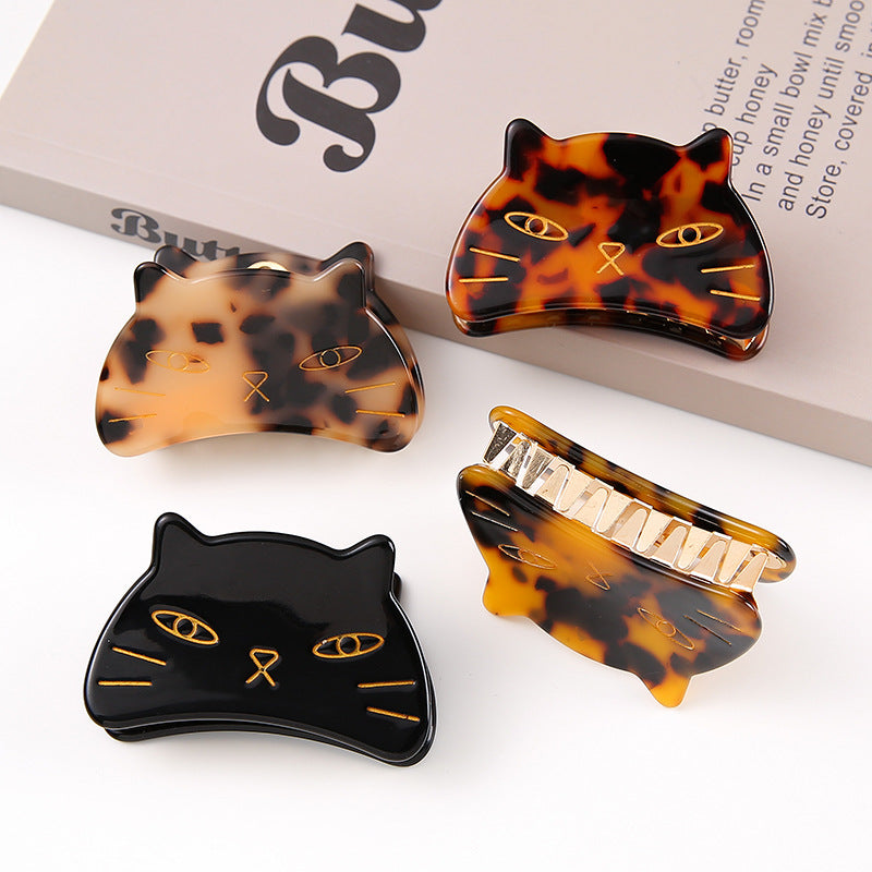 Cat Shaped Acetate Claw Clip With Metal Teeth - view 2