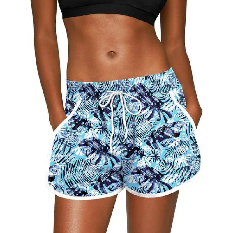 Tropical Print Drawstring Beach Shorts - S1235