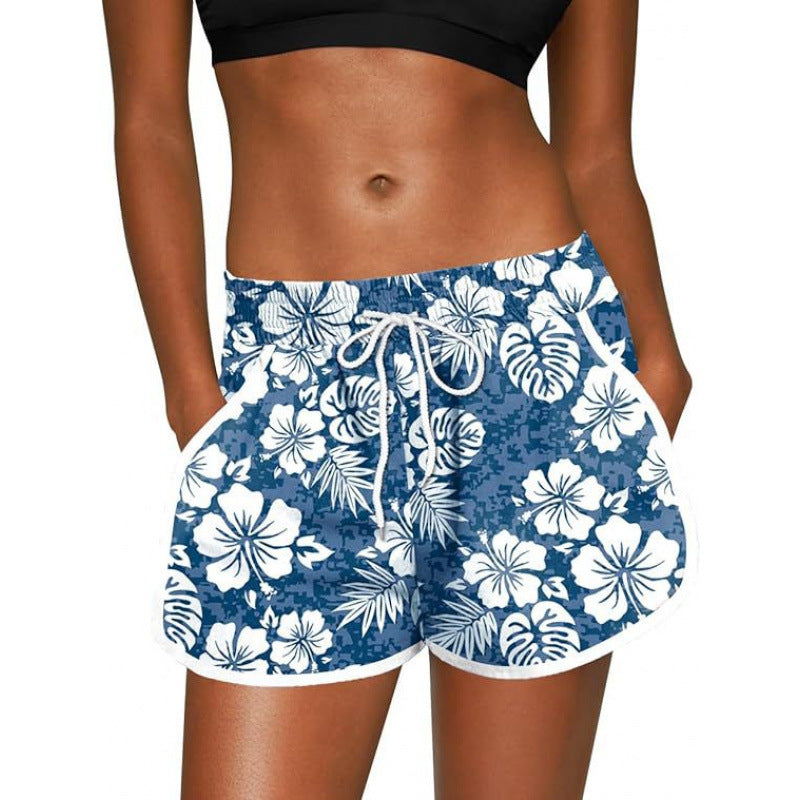 Tropical Print Drawstring Beach Shorts - S1242