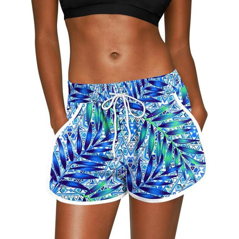 Tropical Print Drawstring Beach Shorts - S1245