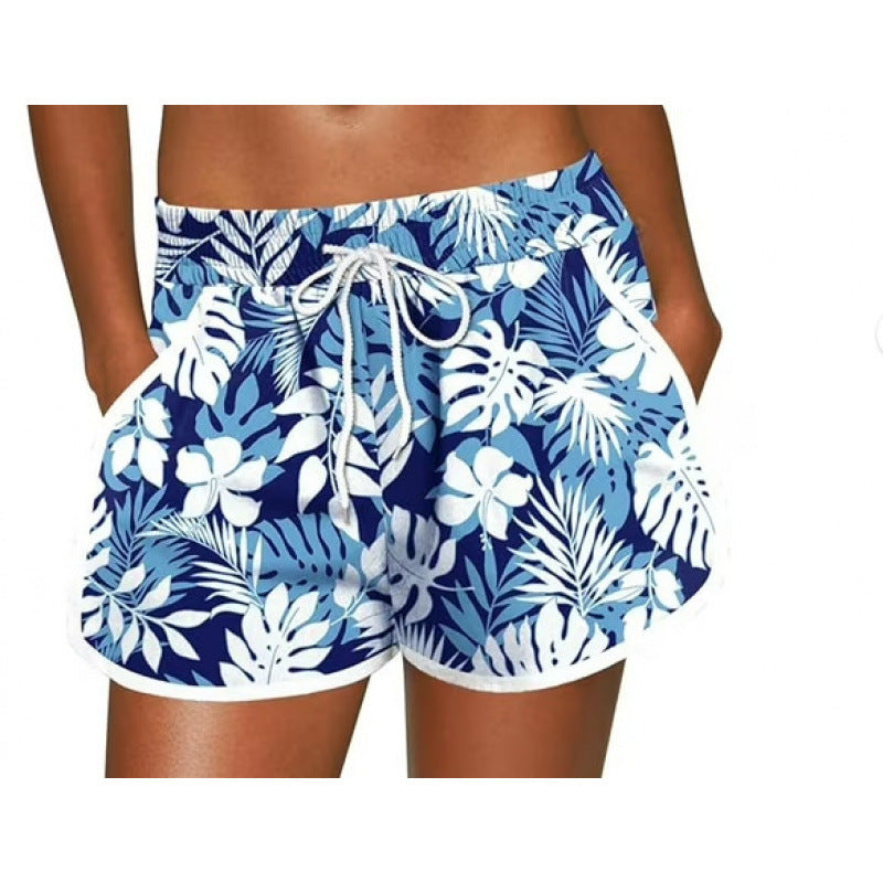Tropical Print Drawstring Beach Shorts - S2600
