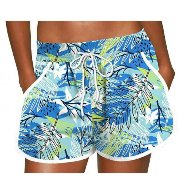 Tropical Print Drawstring Beach Shorts - S2605