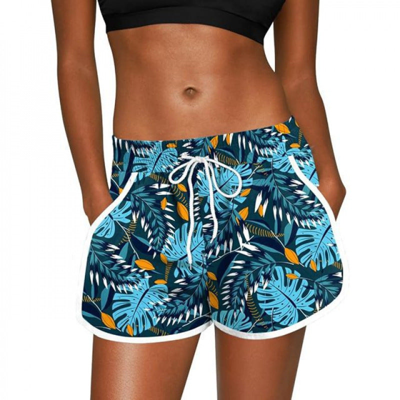 Tropical Print Drawstring Beach Shorts - S2720