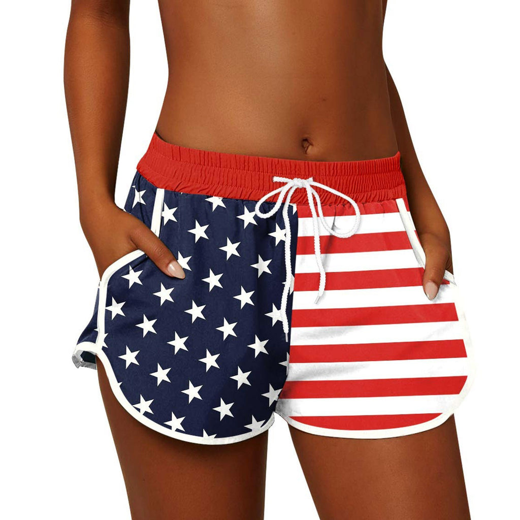 Tropical Print Drawstring Beach Shorts - ZJ300