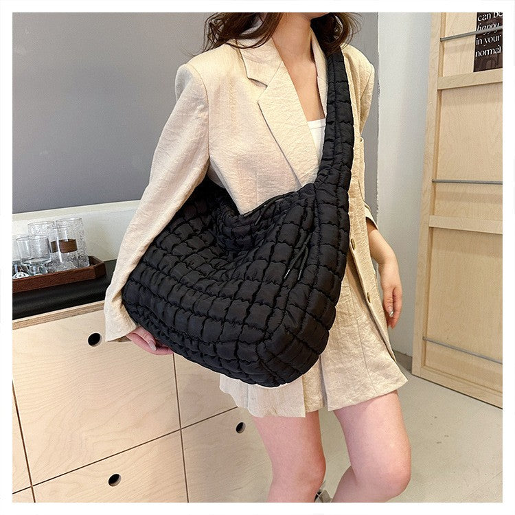 Oversized Quilted Puffer Hobo Bag