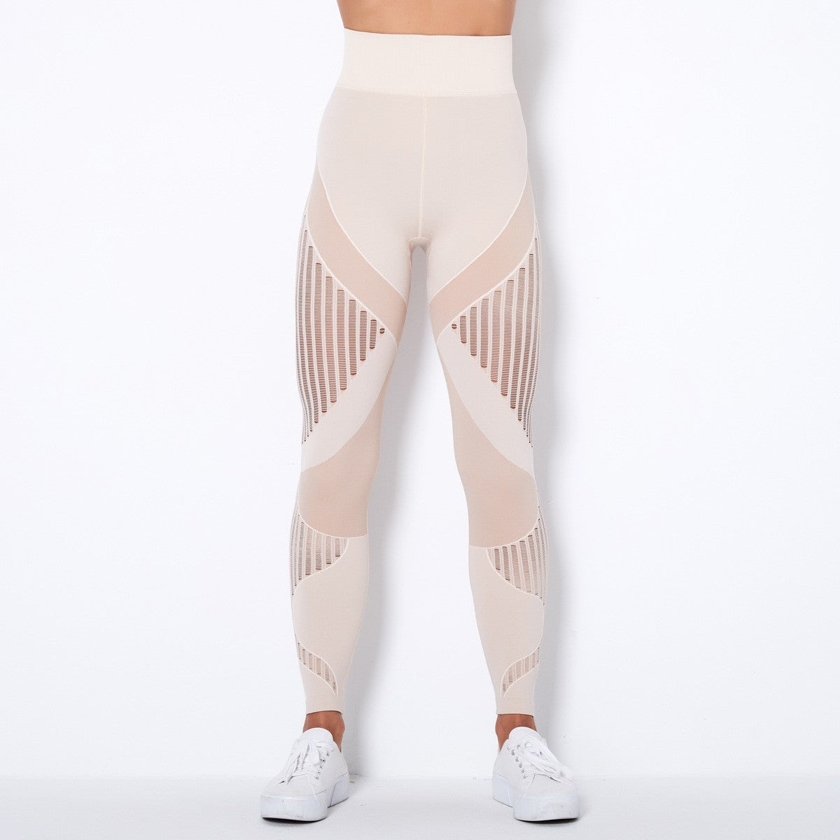 Seamless Mesh Panel High Waist Workout Leggings