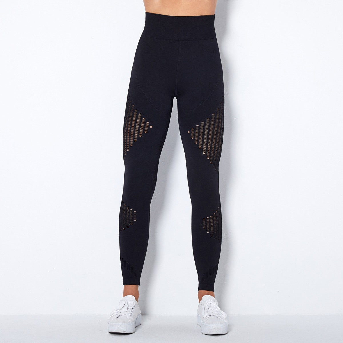 Seamless Mesh Panel High Waist Workout Leggings