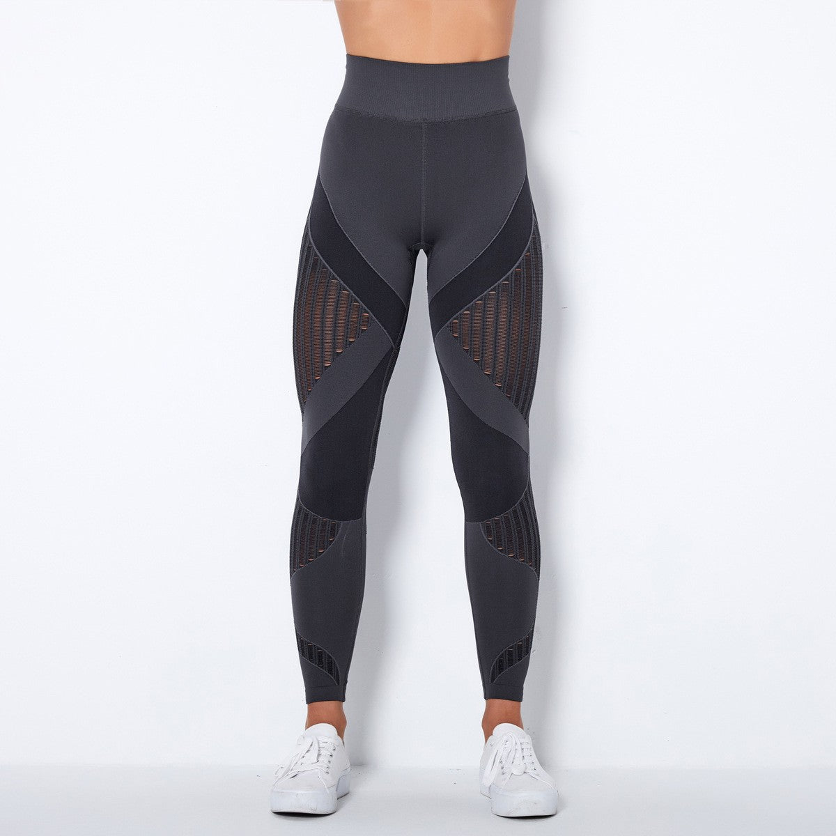 Seamless Mesh Panel High Waist Workout Leggings