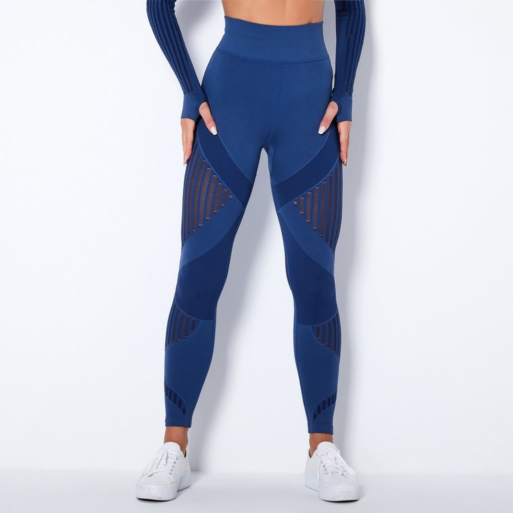 Seamless Mesh Panel High Waist Workout Leggings