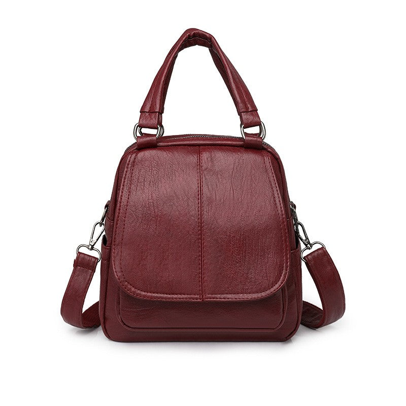 Mini Convertible Backpack with Top Handles - Burgundy