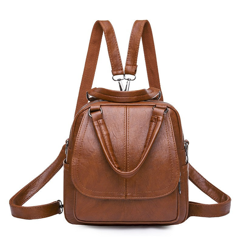 Mini Convertible Backpack with Top Handles - Caramel