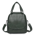 Mini Convertible Backpack with Top Handles - Dark Green