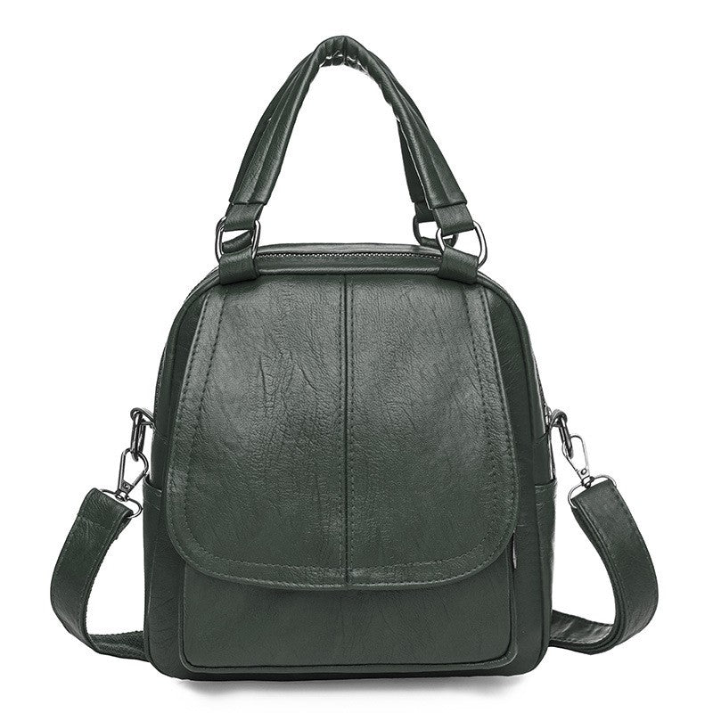 Mini Convertible Backpack with Top Handles - Dark Green