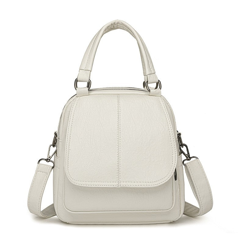 Mini Convertible Backpack with Top Handles - White